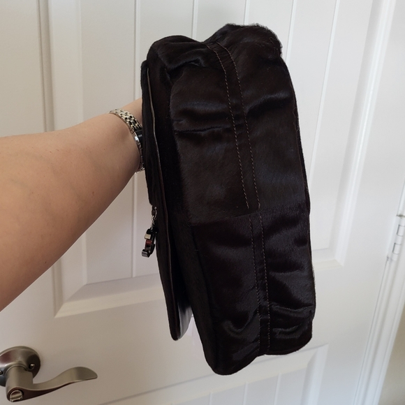 New Chanel Pony Hair Shoulder Bag Leather Black with Silver CC - Picture 13 of 15